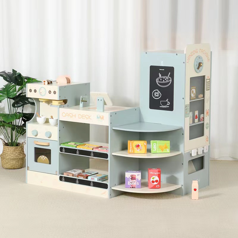 Kids Toys In Store - 어린이용 나무로 만든 식료품점 놀이 세트,