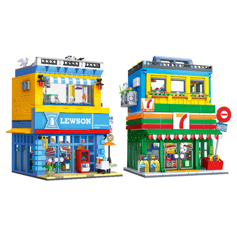 Kids Toys In Store - 1263+PCS 거리 풍경 편의점 MOC 빌딩