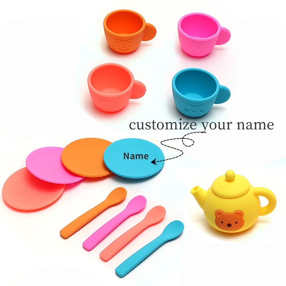 Kids Toys Names - 맞춤형 이름 실리콘 어린이 티 세트