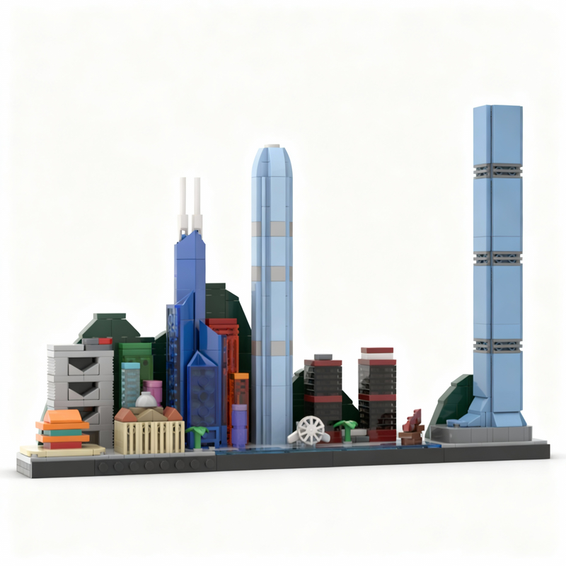 Kids Toys Hong Kong - 667pcs MOC 홍콩 스카이라인 모델 빌딩
