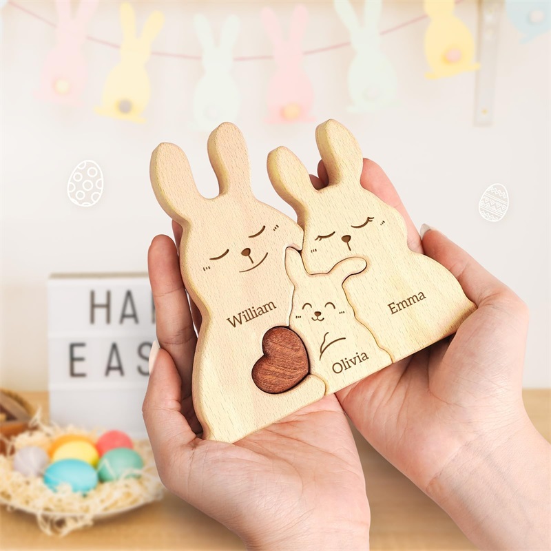 나무 토끼 가족 퍼즐, 2-5개의 이름으로 개인 맞춤  - Kids Toys Names 리뷰 및 가격