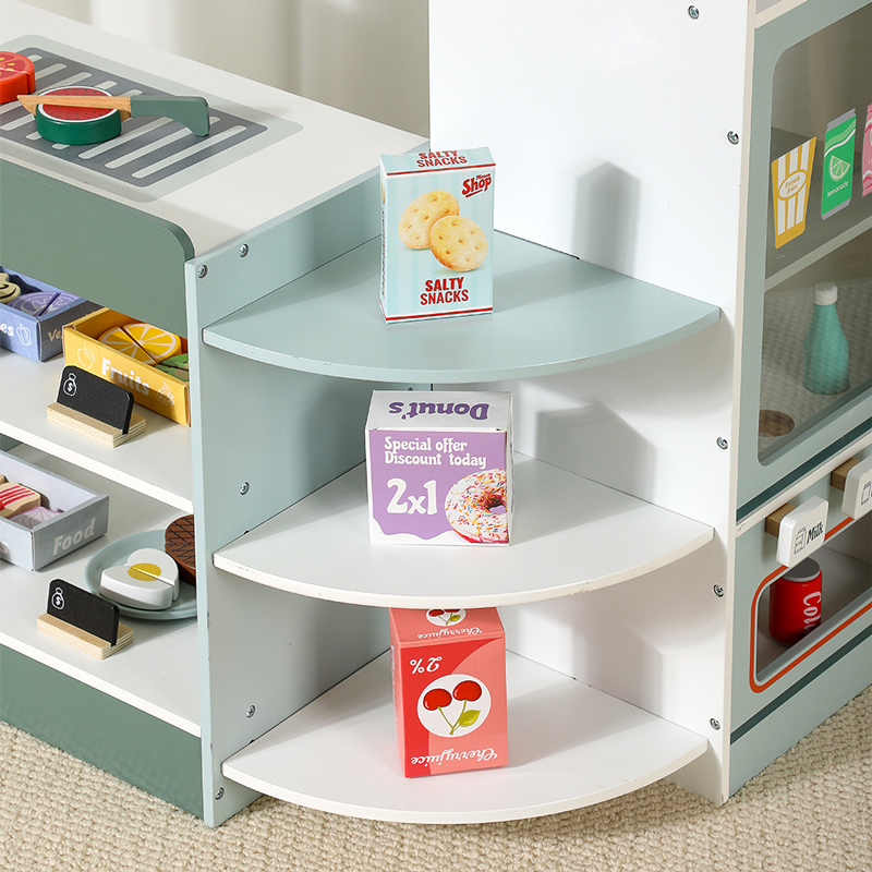 어린이용 나무로 만든 식료품점 놀이 세트, 계산대와 커 - Kids Toys In Store 리뷰 및 가격
