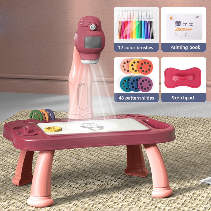 스마트 프로젝터 어린이 페인팅 테이블 세트 프로젝터,  - Kids Toys Drawing 리뷰 및 가격