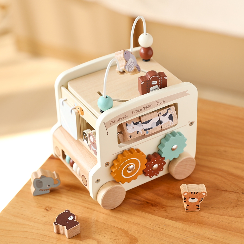 몬테소리 나무 어린이 장난감 비지토이 교육용 게임 버스 - Kids Toys 2 Year Old 리뷰 및 가격
