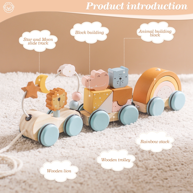 나무 몬테소리 장난감 동물 블록 기차 빌딩 블록 쌓기  - Kids Toys 2 Year Old 리뷰 및 가격