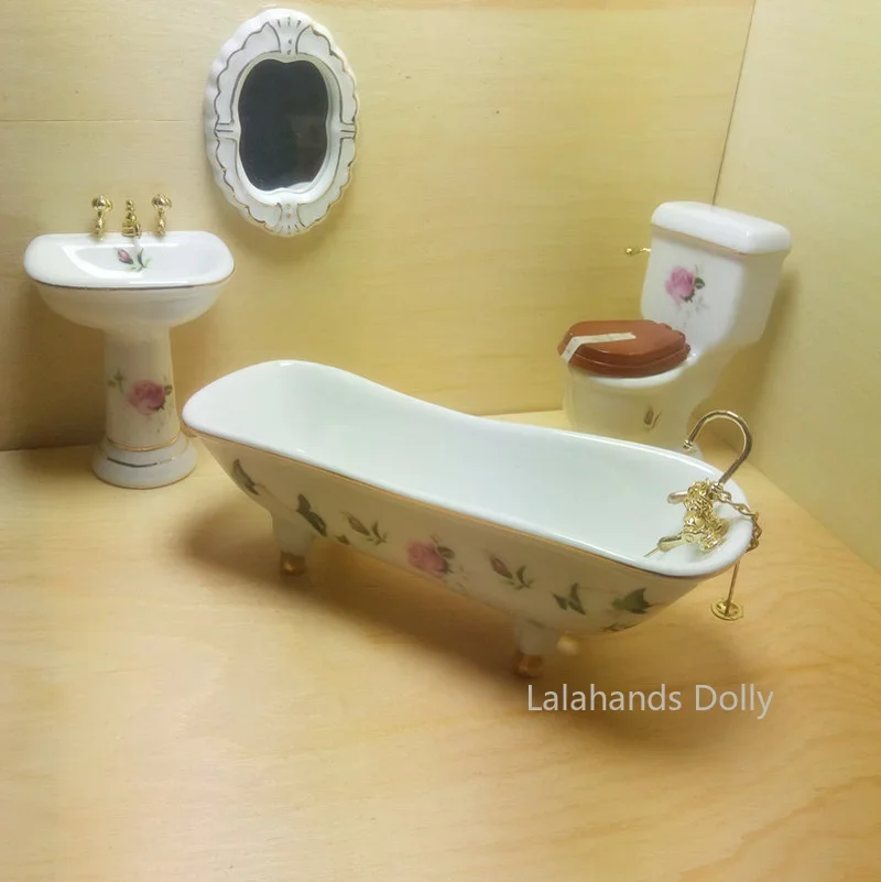 4 개/대 인형 집 미니 욕실 세트 모델 완구 인형 집 - Dollhouse Furniture Set 리뷰 및 가격
