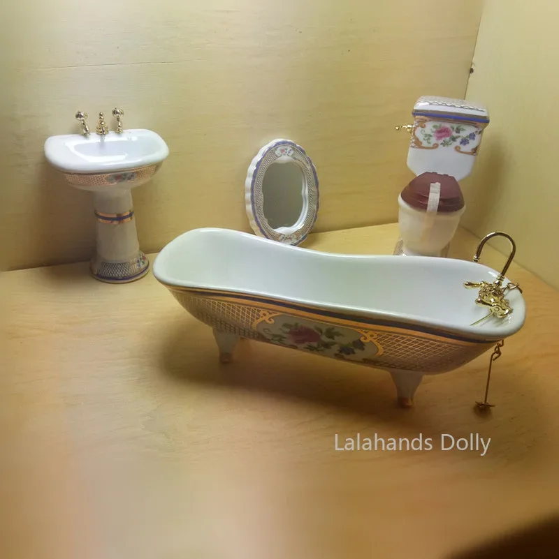 4 개/대 인형 집 미니 욕실 세트 모델 완구 인형 집 - Dollhouse Furniture Set 리뷰 및 가격