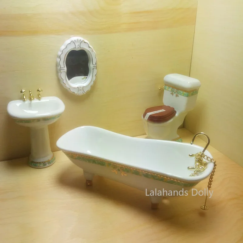 4 개/대 인형 집 미니 욕실 세트 모델 완구 인형 집 - Dollhouse Furniture Set 리뷰 및 가격